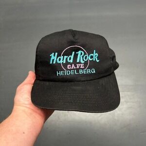 Vintage 90s black Hard Rock Cafe Heidelberg retro style twill SnapBack hat cap
